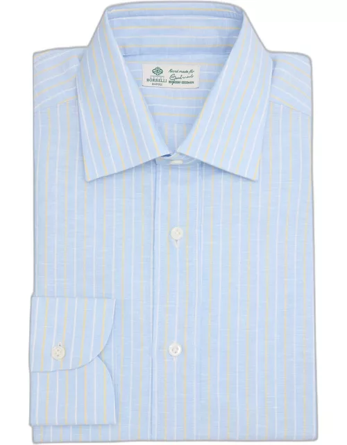 Men's Linen-Cotton Stripe Dress Shirt