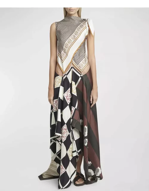 x Paula Ibiza Multi-Printed Scarf Midi Dress with Cutout Detai