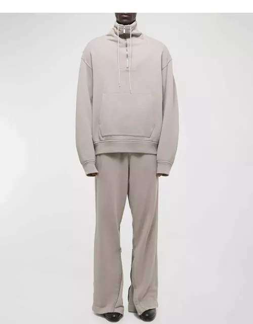 Men's Funnel-Neck Zip-Front Cotton Sweatshirt
