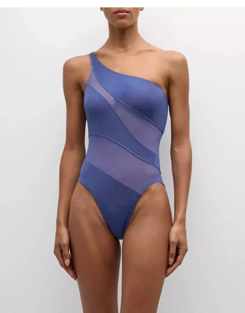 Snake Mesh One-Piece Swimsuit