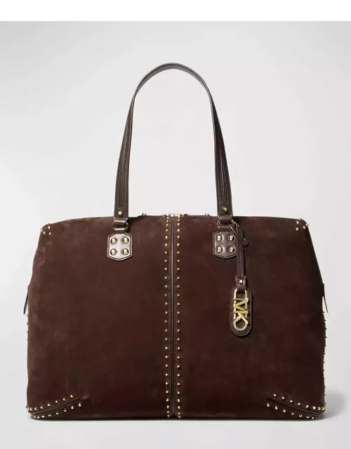 XL Studded Suede Weekender Bag