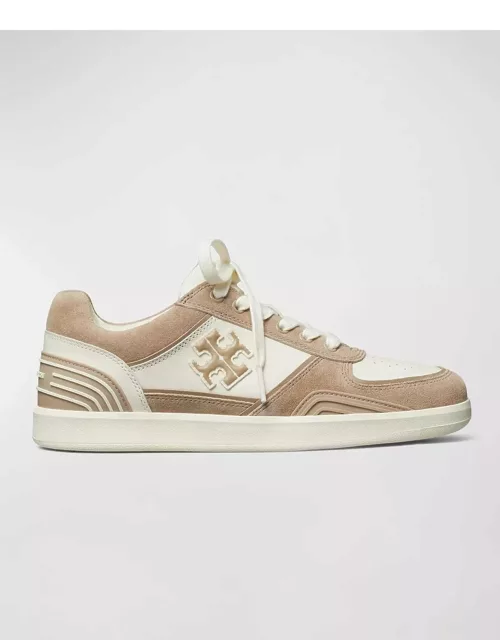 Clover Mixed Leather Low-Top Sneaker