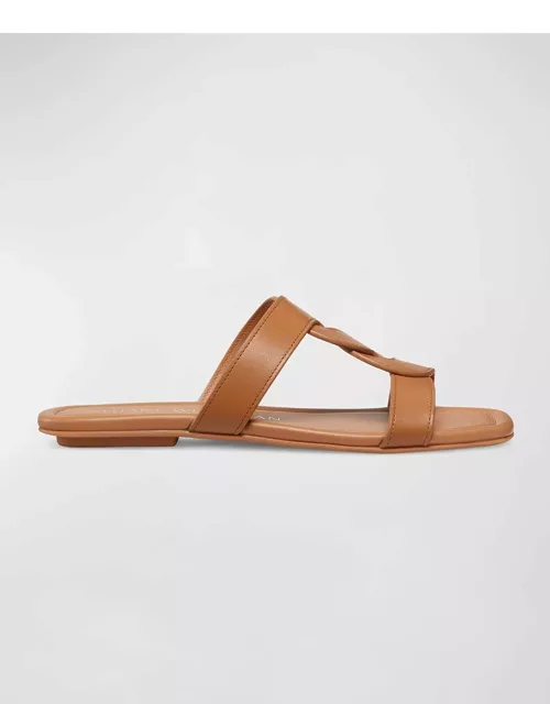 Ibiza Leather Woven-Strap Slide Sandal