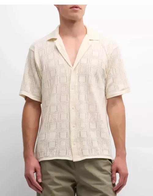 Men's Lace Knit Button-Down Shirt
