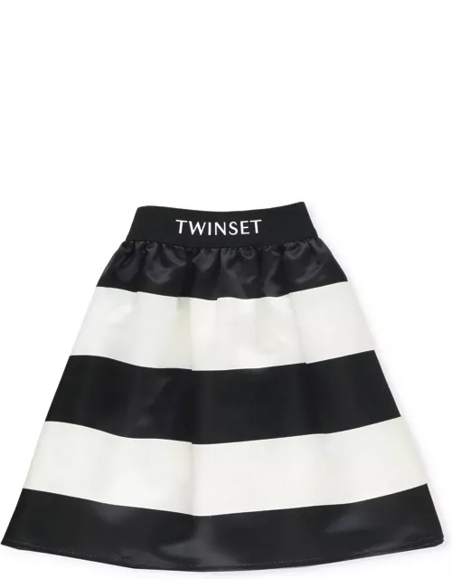 TwinSet Satin Striped Skirt