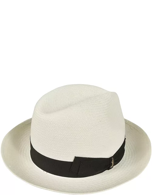 Borsalino Logo Detail Woven Hat