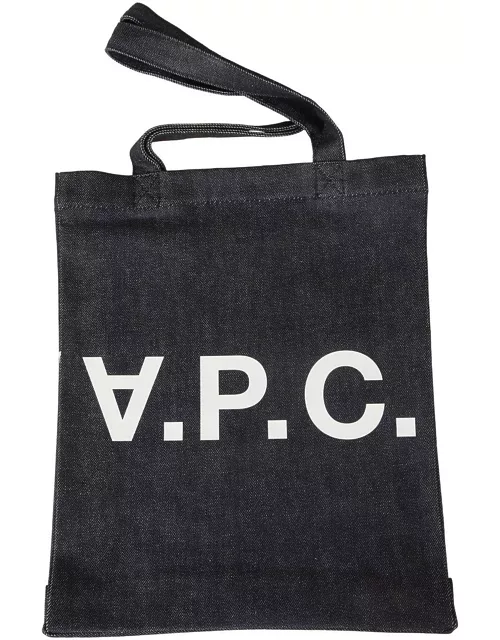 A.P.C. Logo Printed Denim Tote Bag