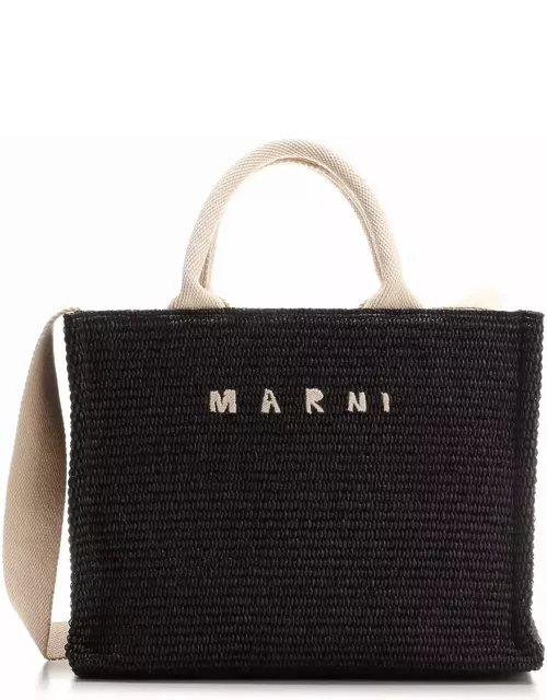 Marni Black Raffia Tote Bag