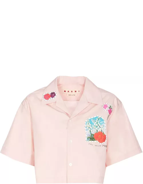 Marni Cropped Floral Detail Shirt