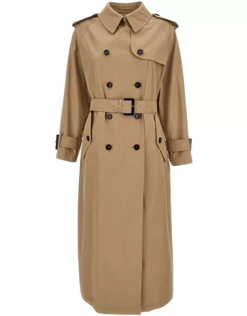Herno Beige Belted Trench Coat In Cotton Woman