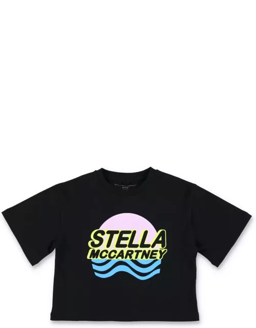 Stella McCartney Cropped Logo Waves T-shirt