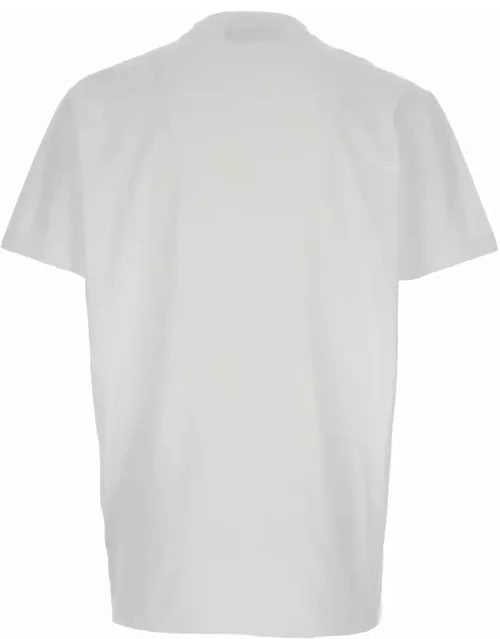 Dsquared2 White Crewneck T-shirt With Logo Print In Cotton Jersey Man