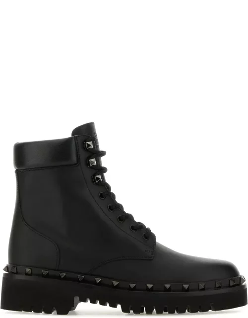 Valentino Garavani Black Leather Rockstud Ankle Boot