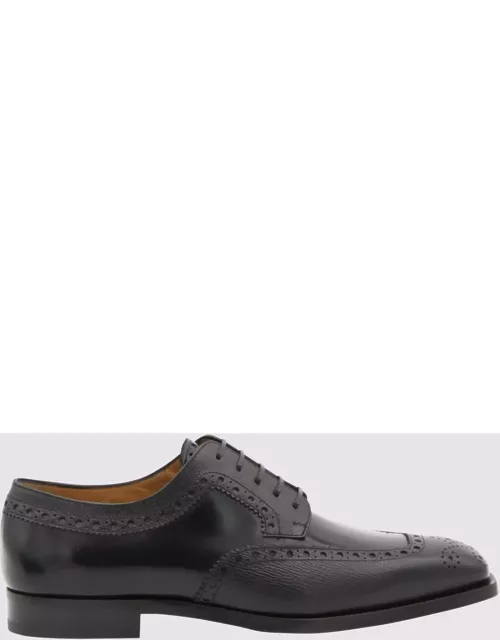 Ferragamo Black Leather Lace Up Shoe
