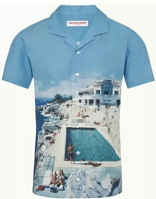 Hibbert - Roc Pool Photographic Print Classic Fit Capri Collar Cotton Shirt