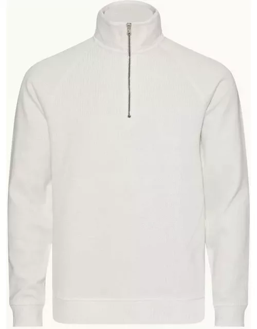 Haroun - Half-Zip Relaxed Fit Double-Faced Sweatshirt in White Sand colour