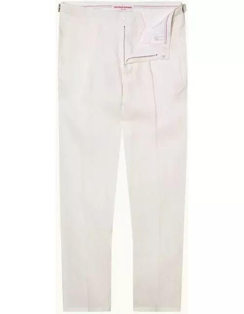 Carsyn - Slim Fit, High-Rise, Tapered Cotton-Linen Trousers, Woven In Italy In Thasos Beach Colour