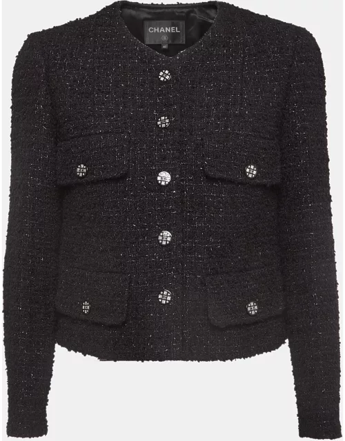 Chanel Black Tweed Buttoned Jacket