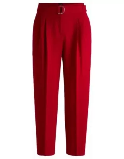 Regular-fit cropped trousers in crease-resistant crepe- Red Women's Formal Pant