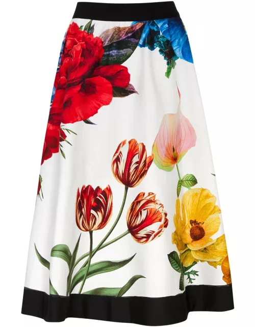 Alice + Olivia Earla Floral-print Stretch-cotton Midi Skirt - Multicoloured - 6 (UK10 / S)