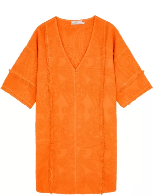 Devotion Domna Patterned-jacquard Terry Mini Dress - Orange - XS (UK6 / XS)