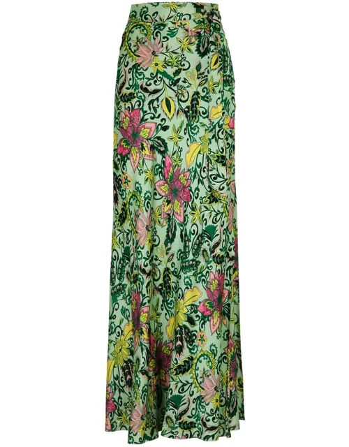 Diane Von Furstenberg Krisa Reversible Satin Maxi Wrap Skirt - Green - M (UK12 / M)