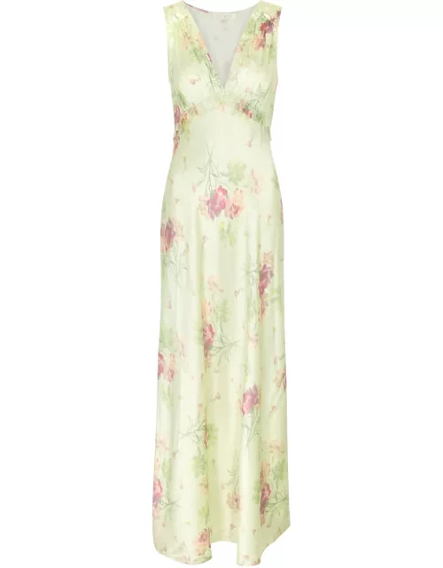 Loveshackfancy Suniva Floral-print Silk Maxi Dress - Peach - 0 (UK2 / Xxxs)