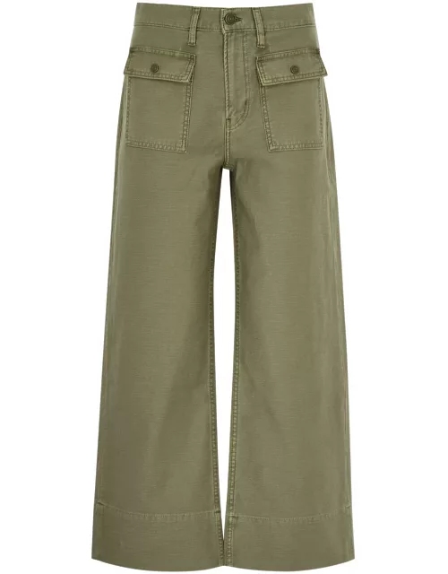 Frame The 70s Cropped Cotton Trousers - Sage - 25 (W25 / UK6 / XS)