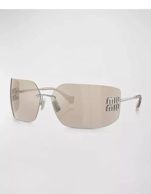 Metal Rimless Wrap Sunglasse