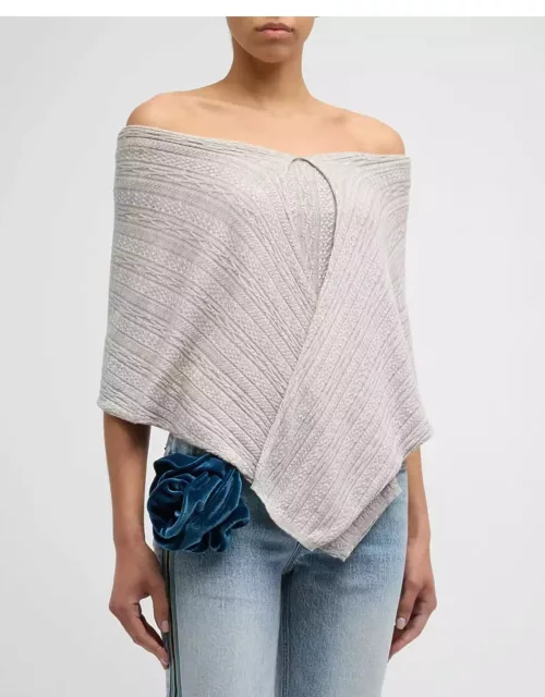 Clara Off-The-Shoulder Silk-Cashmere Cable Knit Top
