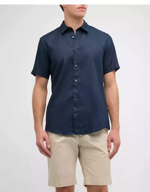 Men's Solid Linen Short-Sleeve Shirt