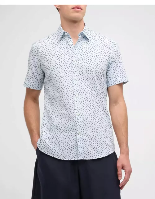 Men's Cotton Confetti-Print Short-Sleeve Shirt
