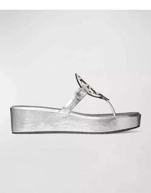 Miller Metallic Logo Wedge Thong Sandal