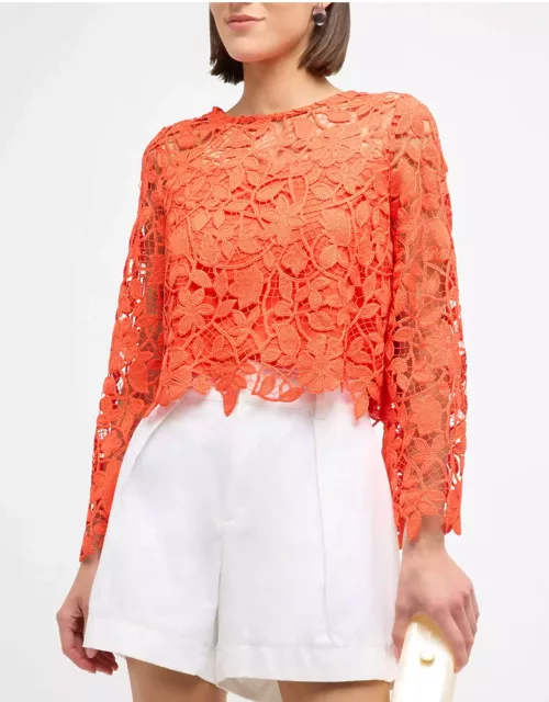 Catelyn Cropped Floral Lace Top