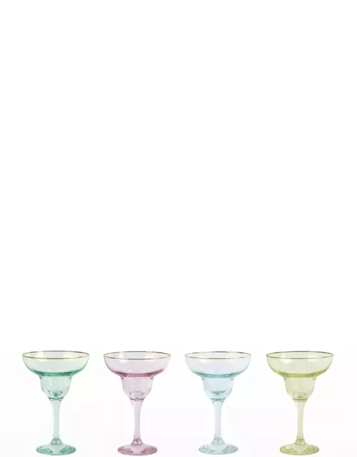 Rainbow Assorted Margarita Glasses, Set of