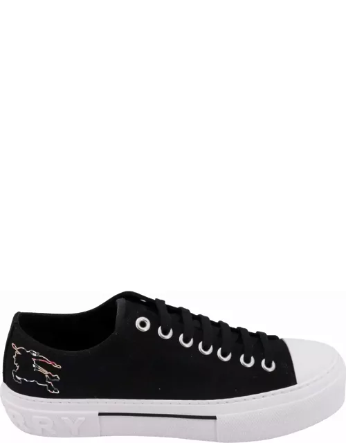 Burberry Monochrome Sneaker With Drawing Detail At The Back In Cotton Man