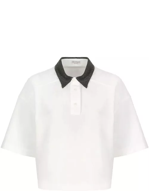 Brunello Cucinelli Jewelled Collar Polo Shirt