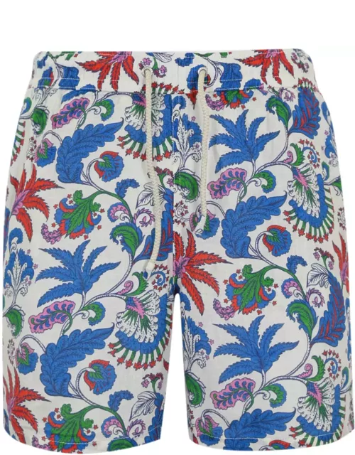 MC2 Saint Barth Linen Swimsuit With Flower Print