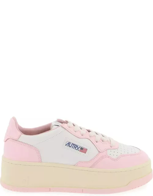 Autry Platform Low Sneakers In White Leather