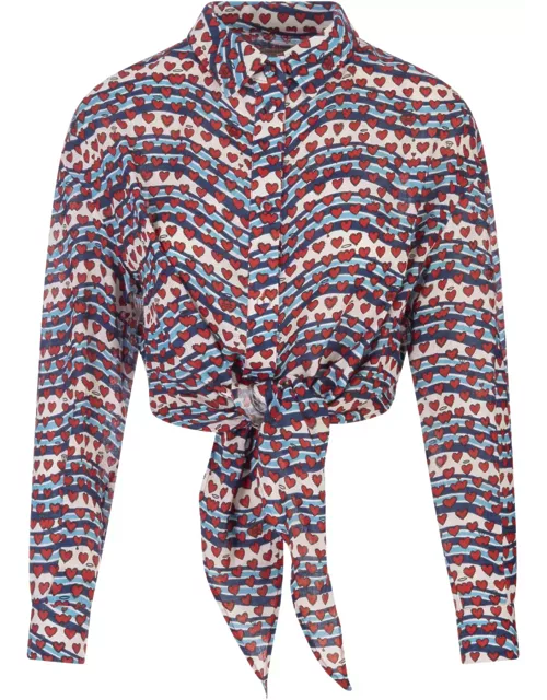 Alessandro Enriquez Short Printed Shirt With Knot