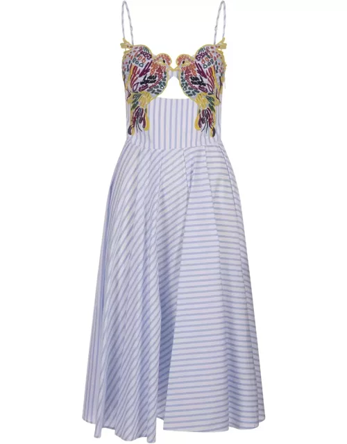 Stella Jean Striped Poplin Midi Dress With Embroidery