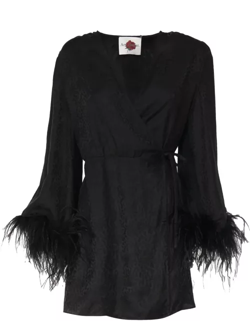 Art Dealer Silk Dress With Feather