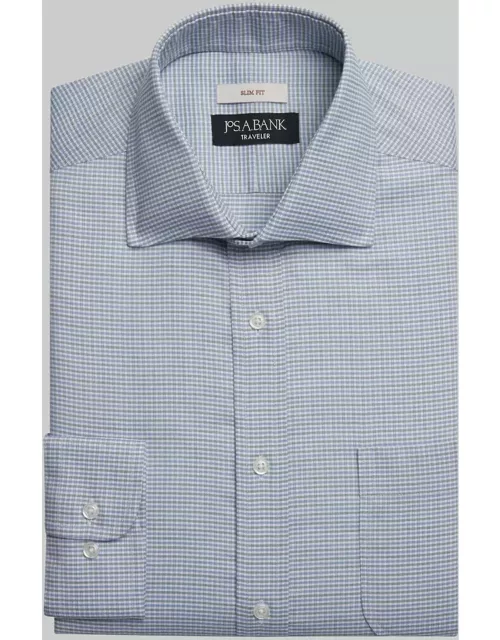 JoS. A. Bank Men's Traveler Collection Slim Fit Dress Shirt, Blue, 15 34