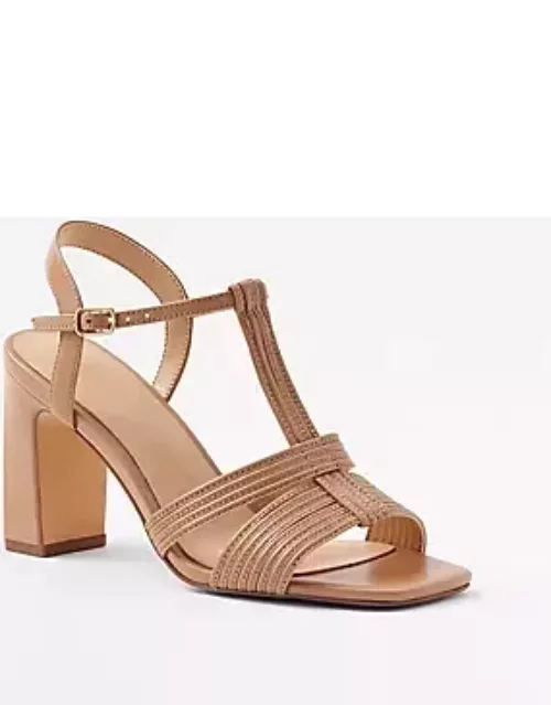 Ann Taylor Leather Strappy High Block Heel Sandal