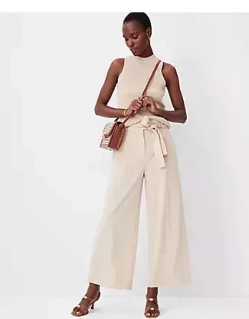 Ann Taylor The Tie Waist Pleated Wide Leg Ankle Pant