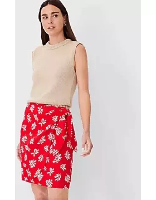 Ann Taylor Leafed Linen Blend Sarong Wrap Skirt