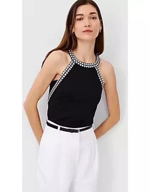 Ann Taylor Embroidered Halter Top