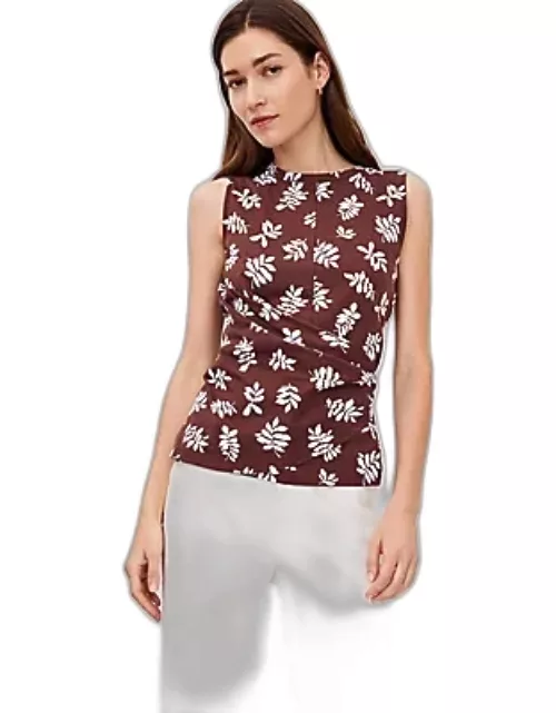 Ann Taylor Leafed Pima Cotton Asymmetrical Shell Top