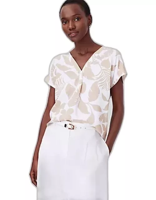 Ann Taylor Leaf Mixed Media Pleat Front Top