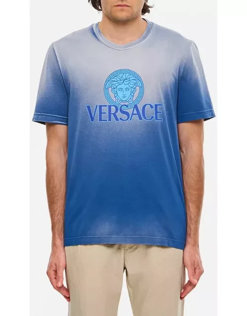 Versace Medusa T-shirt Jersey Fabric Degrade Overdye Sky blue